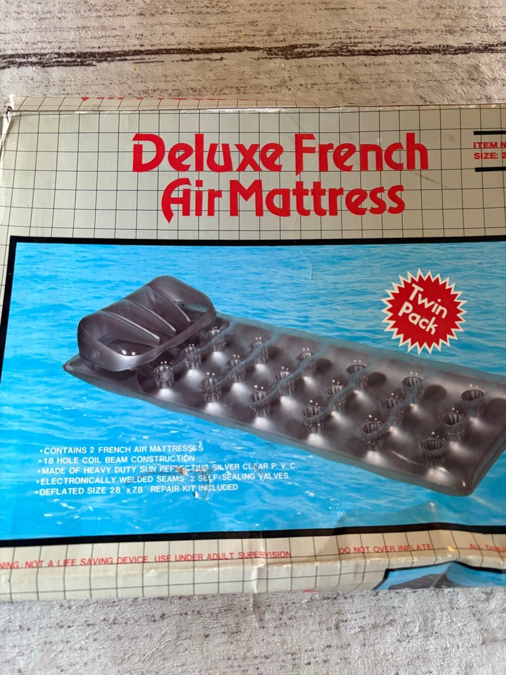 Vintage Inflatable Deluxe French Air Mattress Pool Float